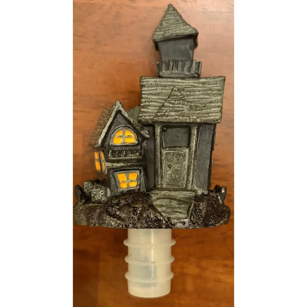 Halloween Haunted House Wine Bottle Stopper Spooky Gothic Decor Pumpkins